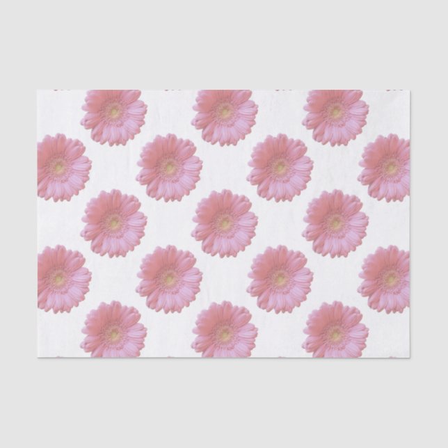 Papier Mousseline Faisée de gerbera rose pâle (Recto)