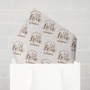 Papier Mousseline Fait Maison avec Amour par Nom Script Brown