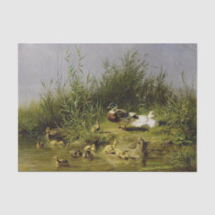 Papier Mousseline Famille de canards à l'étang par Carl Jutz
