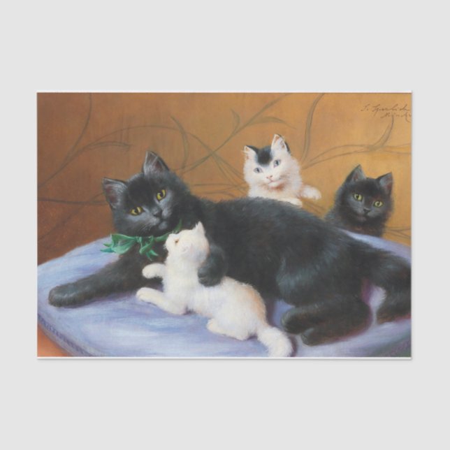 Papier Mousseline Famille de chats par Sophie Sperlich (Recto)