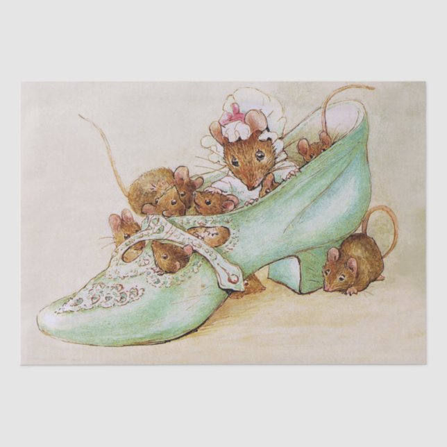 Papier Mousseline Famille de souris dans une chaussure par Beatrix P (Recto)