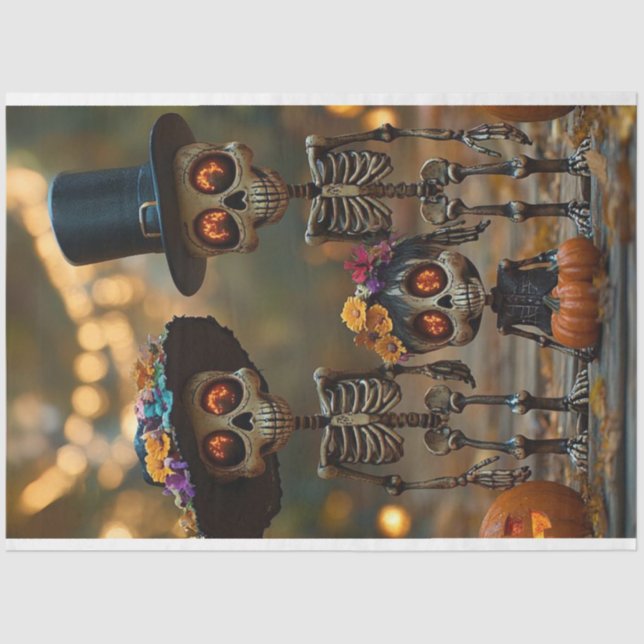 Papier Mousseline Famille de squelettes de découpage (Recto)