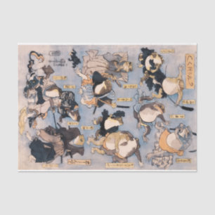 Papier Mousseline Famous Heroes of the Kabuki Stage Played by Frogs