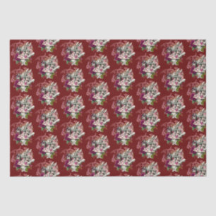 Papier Mousseline Fancy Wonderland Lapin Blanc Sur Rouge