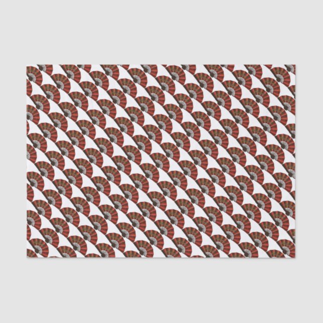 Papier Mousseline Fans antiques japonaises rouges (Recto)