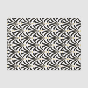 Papier Mousseline fans noires et blanches d'art déco vintage de
