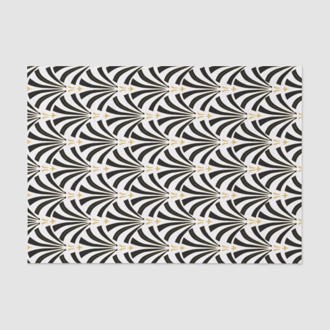 Papier Mousseline fans noires et blanches d'art déco vintage de (Recto)