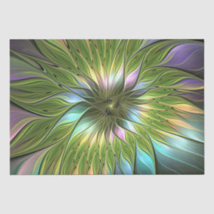 Papier Mousseline Fantaisie de fleurs fractales colorées lumineuses 