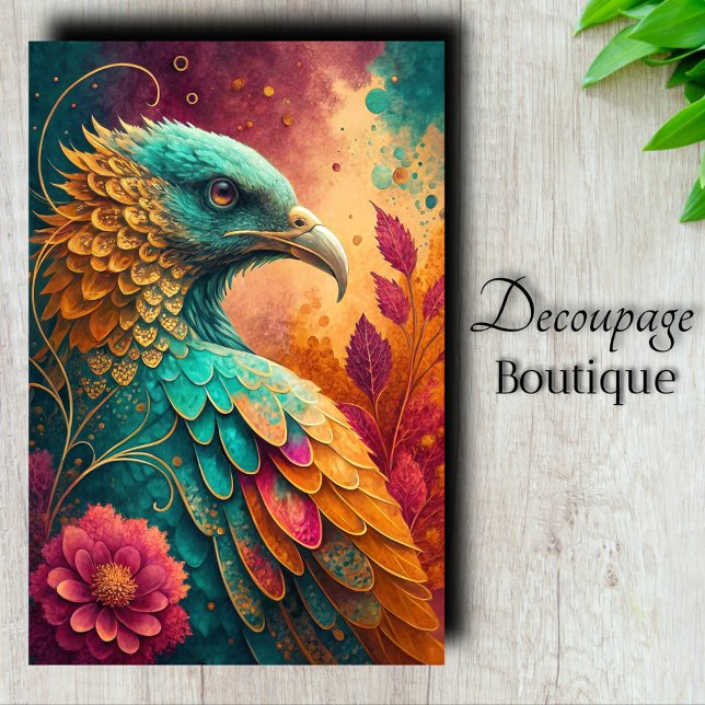 Papier Mousseline Fantaisie Phoenix Découpage (Fantasy Phoenix Decoupage Tissue Paper)