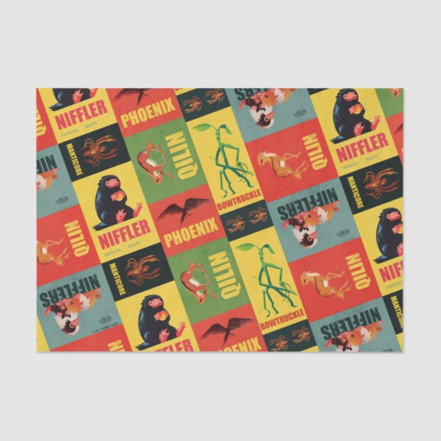 Papier Mousseline Fantastic Beasts Motif Vintage (Recto)