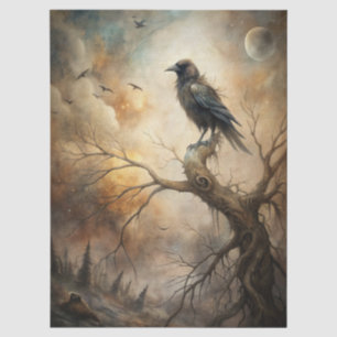 Papier Mousseline Fantastique gothique obsédant Corbeau & Lune