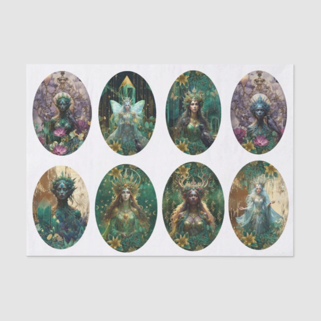 Papier Mousseline Fantasy Emerald Queens of the Forest Decoupage (Recto)