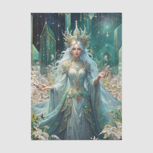 Papier Mousseline Fantasy Emerald Queens of the Forest Decoupage (Recto)