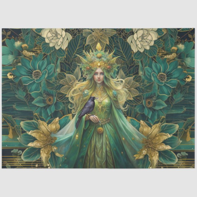 Papier Mousseline Fantasy Emerald Queens of the Forest Decoupage (Recto)