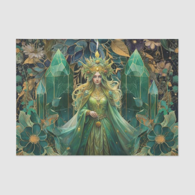 Papier Mousseline Fantasy Emerald Queens of the Forest Decoupage (Recto)