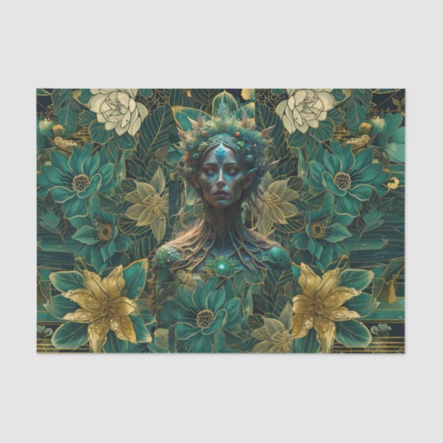 Papier Mousseline Fantasy Emerald Queens of the Forest Decoupage (Recto)