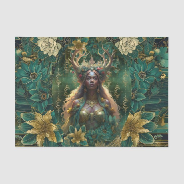 Papier Mousseline Fantasy Emerald Queens of the Forest Decoupage (Recto)