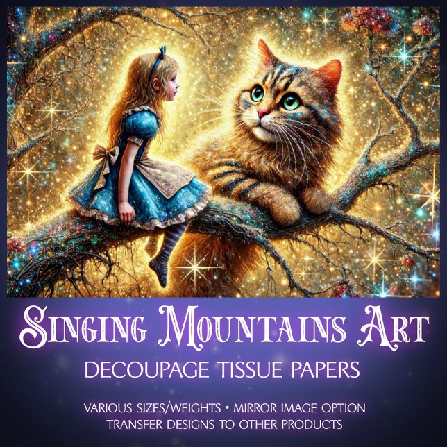Papier Mousseline Fantasy Forest Friends Alice and Cat Decoupage (Créateur téléchargé)