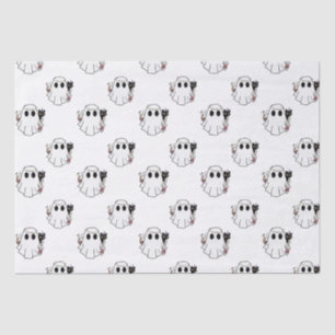 Papier Mousseline Fantômes blancs et chats noirs Halloween blanc