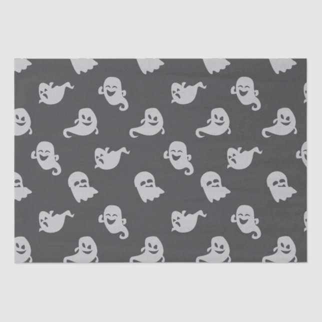 Papier Mousseline Fantômes gris clair gris foncé Halloween gris (Recto)
