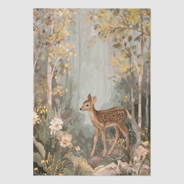 Papier Mousseline Faon de la forêt et florales (Recto)
