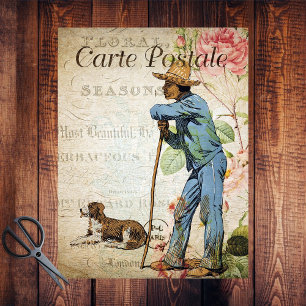 Papier Mousseline Farmhouse Country Farmer et son chien