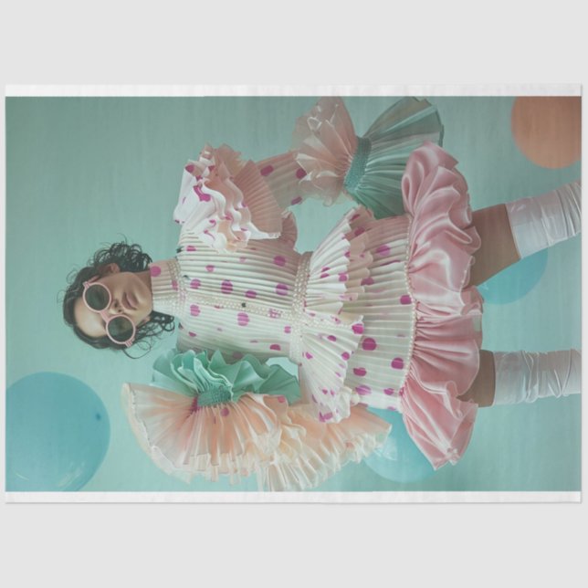 Papier Mousseline Fashion Show Polka Dot Girl Decoupage (Recto)