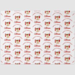 Papier Mousseline Fast Food Burger Fries Motif Anniversaire Nom