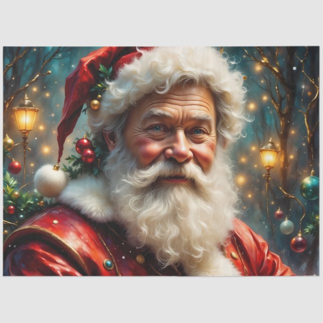 Papier Mousseline Father Christmas at the Lamplight Lane Decoupage  (Recto)