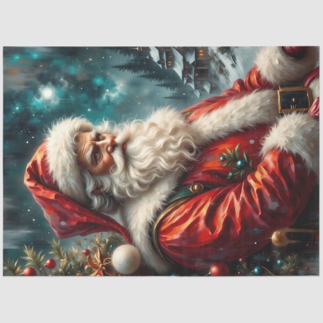 Papier Mousseline Father Christmas in Winter Sky | Classic Santa  (Recto)