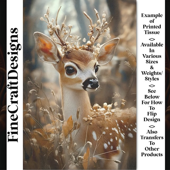 Papier Mousseline Faune En Bois, Fleurs, Berries CF7 Découpage (Créateur téléchargé)