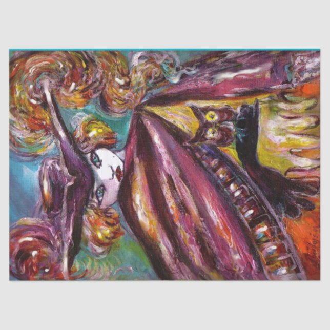 Papier Mousseline FAUST/ Masque mystérieux avec Tricorne et Chouette (Recto)