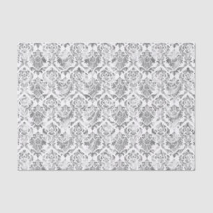 Papier Mousseline Faux Argent Floral Damques Arrière - plan blanc 2