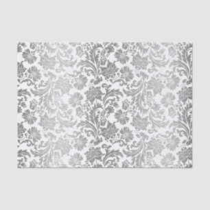 Papier Mousseline Faux Argent Floral Damques Arrière - plan blanc 3