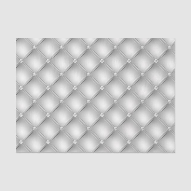 Papier Mousseline Faux cuir argent capitonné diamanté (Recto)