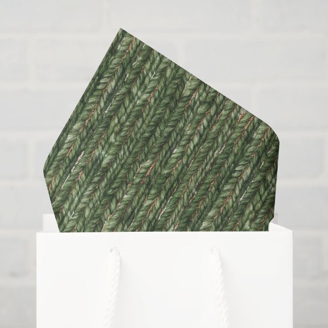 Papier Mousseline Faux fils tissés verts (Sac cadeau)