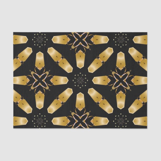 Papier Mousseline Faux Gold & Black Luxury Mosaic Motif géométrique (Recto)