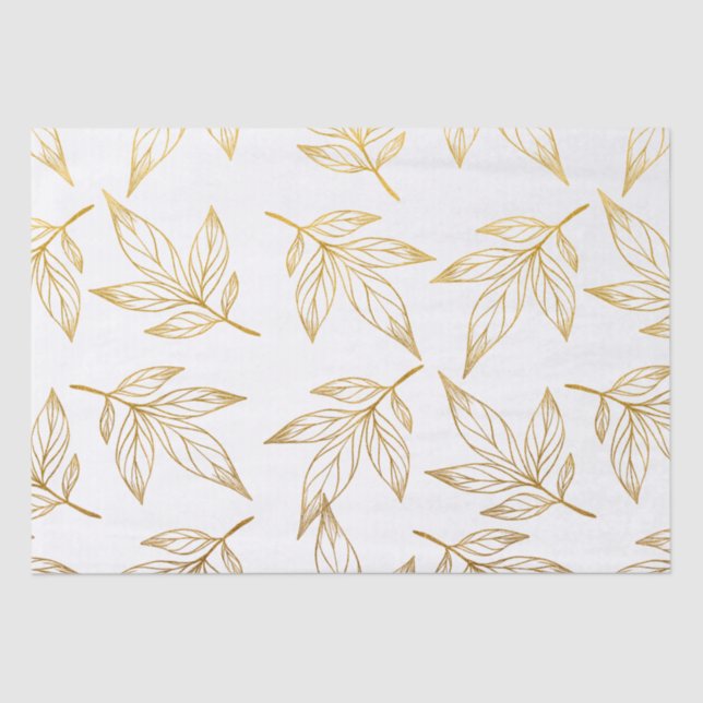 Papier Mousseline Faux Gold Botanical Christmas Holiday (Recto)
