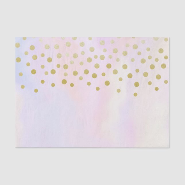 Papier Mousseline Faux Gold Confetti sur Purple Aquarelle (Recto)