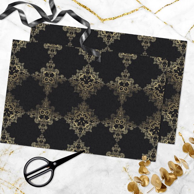 Papier Mousseline Faux Gold et Black Motif décorative (Créateur téléchargé)