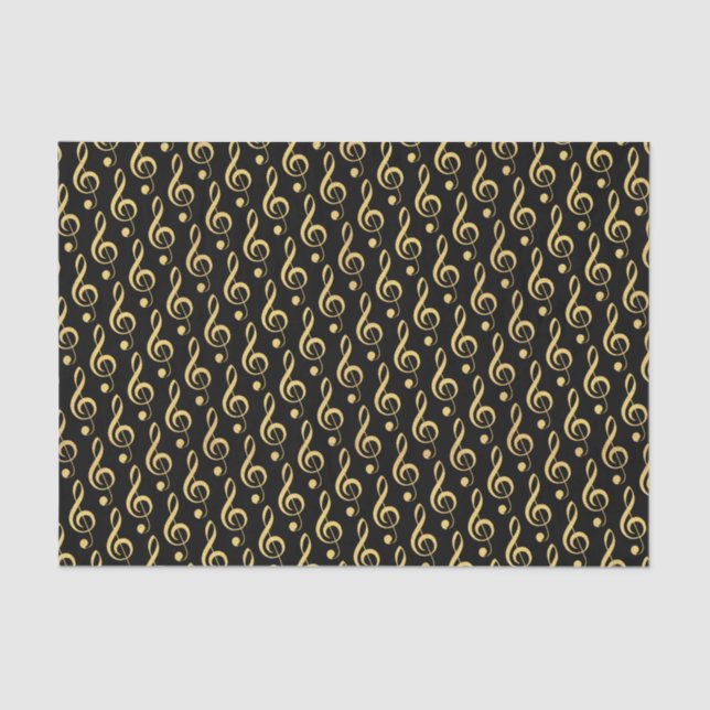 Papier Mousseline Faux Gold Foil Treble Clef Musical Tissu Papier (Recto)