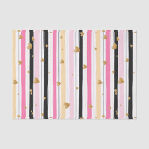 Papier Mousseline Faux Gold Hearts & Stripes Motif à main 2