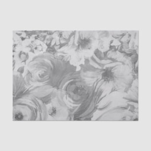 Papier Mousseline Faux peint Floral   Noir et blanc