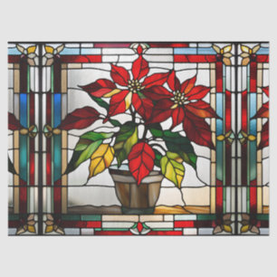 Papier Mousseline Faux vitrail poinsettia pour artisanat de découpag