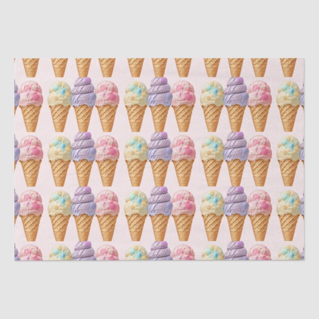 Papier Mousseline Faveur de Mariage Thème Glace Scoopée d'Été (Recto)