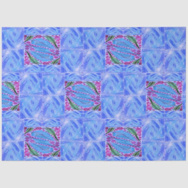 Papier Mousseline Feather blue paper (Recto)