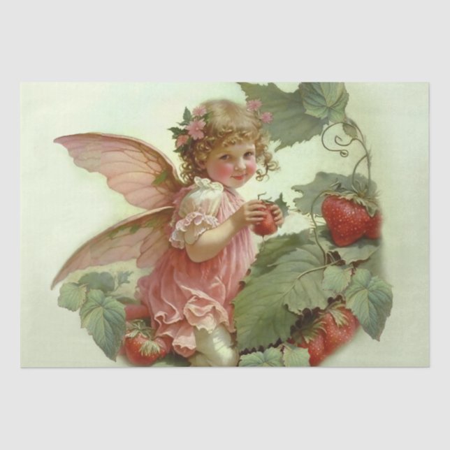 Papier Mousseline Fée aux fraises victorienne (Recto)
