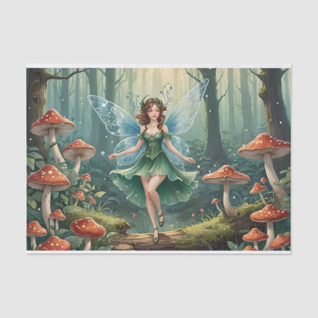 Papier Mousseline Fée Champignon de Noël Découpage (Recto)
