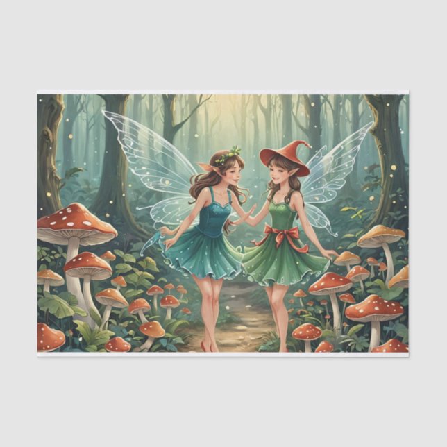 Papier Mousseline Fée Champignon de Noël Découpage (Recto)