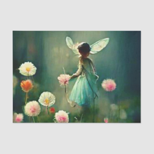 Papier Mousseline Fée dans la prairie Découpage (Recto)